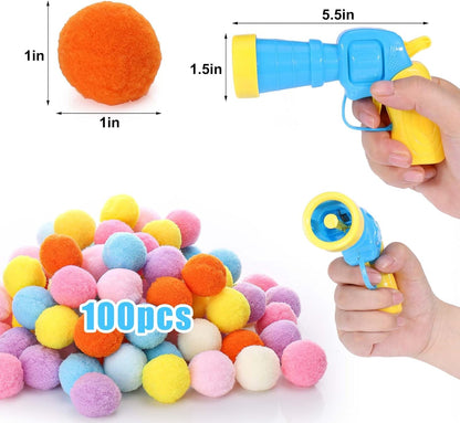 Cat Toy Ball Launcher Gun Cat Fetch Toy Gun Shooter Plush Ball Shooting Gun With 20Pcs Pom Pom Balls  Toys Interactive For Indoor Cats