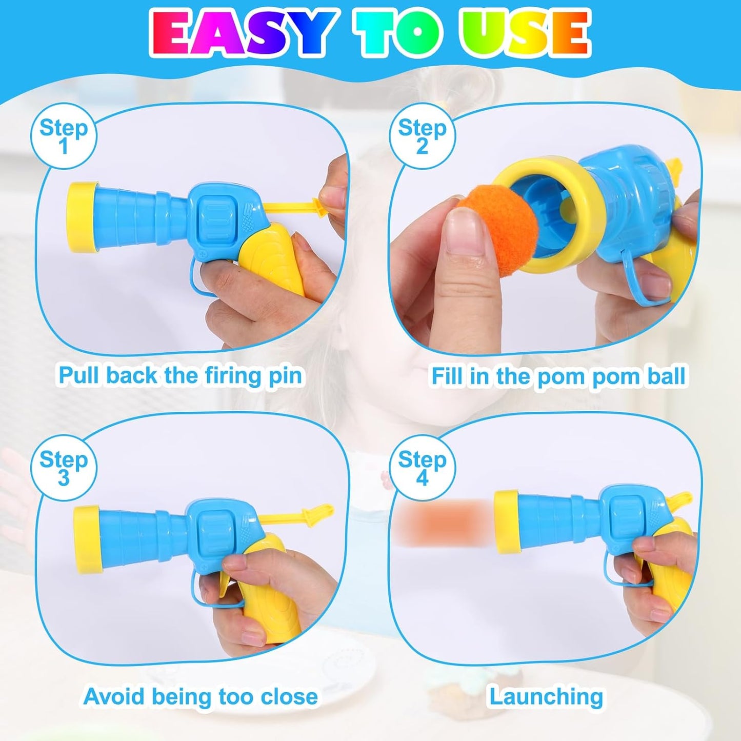 Cat Toy Ball Launcher Gun Cat Fetch Toy Gun Shooter Plush Ball Shooting Gun With 20Pcs Pom Pom Balls  Toys Interactive For Indoor Cats