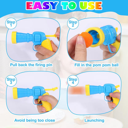 Cat Toy Ball Launcher Gun Cat Fetch Toy Gun Shooter Plush Ball Shooting Gun With 20Pcs Pom Pom Balls  Toys Interactive For Indoor Cats